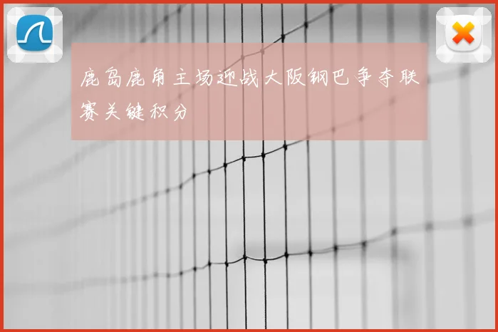 鹿岛鹿角主场迎战大阪钢巴争夺联赛关键积分